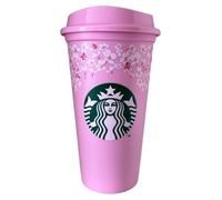 STARBUCKS Reusable Plastic Travel Eco Pink Hot Cup/Mug/Tumbler Sakura Cherry Blossom Spring 2026 Grande Medium, 16oz 473ml