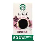 Starbucks VIA Instant Coffee, Dark Roast Coffee, French Roast, 100% Arabica, 1 Box (50 Packets)