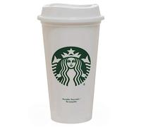 Starbucks White Reusable Plastic Travel Mug/Cup/Tumbler Grande Medium, 16oz 473ml