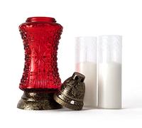 Starburst Memorial Candle by Taultic Lights, Red Glass Lantern Eternal Candle Holder for Loss of Loved One, Heat-Resistant Plastic Top and Base, Remembrance Decorations for Grave, Indoor & Outdoor Use