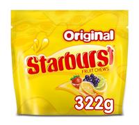 Starburst Original Fruit Chews Sweets Pouch Bag 322g, 65 Pieces | Fruit Chewy Wrapped Sweet Snacks, Perfect Travel Companion, Packed Lunch Treats, Baking Decorations, Pantry Snacks