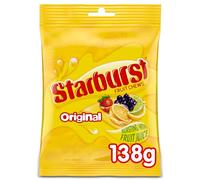 Starburst Original Fruit Chews Sweets, Vegan Candy Sharing Pouch Bag, 138g