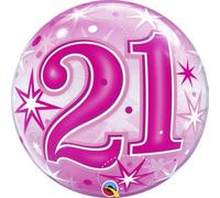 Starburst Sparkle 21St Pink 22"/56Cm Bubble Balloon
