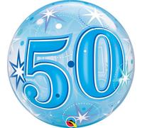 Starburst Sparkle 50Th Blue 22"/56Cm Bubble Balloon