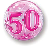Starburst Sparkle 50Th Pink 22"/56Cm Bubble Balloon