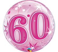 Starburst Sparkle 60Th Pink 22"/56Cm Bubble Balloon