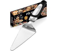Starchef Cake Pizza Pie Server, Cutter,Slicer Divider,Cutting Spatula,Turner,Double-Blades Design,Soft Grip,Stainless Steel, Silver/Black(25cm/10”)
