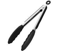 Starchef Kitchen Food Tongs - Utensil for Cooking, Serving, Barbecue, Salad, Buffet(9"/Black)