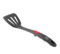 Starchef Silicone Slotted Turner Spatula,Heat Resistant,Non-Stick, Ergonomically Grooved Handle,Soft Grip, Touching Spot,One-Piece Design(Grey)