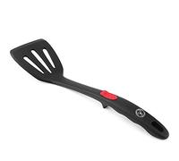 Starchef Silicone Slotted Turner Spatula,Heat Resistant,Non-Stick, Ergonomically Grooved Handle,Soft Grip, Touching Spot,One-Piece Design(Black)