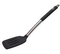 Starchef Silicone Slotted Turner Spatula Heat Resistant Non-Stick Soft Grip, Stainless Steel(Black)