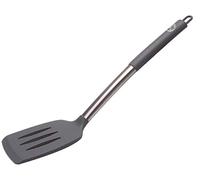 Starchef Silicone Slotted Turner Spatula Heat Resistant Non-Stick Soft Grip, Stainless Steel(Grey)
