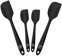 Starchef Silicone Spatula Scraper Set-with Internal Stainless Steel Core for Reinforcement- 600ºF Heat-Resistant Spatula Scraper- Seamless Design(4 Pcs,Black)