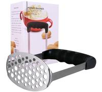 Starchef Stainless Steel Potato Masher Ricer with Soft Anti-Slip Handle(Black)