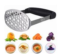 Starchef Stainless Steel Potato Masher Ricer with Soft Anti-Slip Handle(Black)