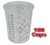 Starchem Plastic Polypropylene Paint Mixing Cups 600cc - Pack 100 - Inside Cup Flat for Easy Stirring - Accurate Metric Measurements