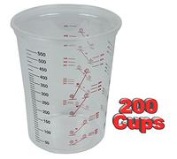 Starchem Plastic Polypropylene Paint Mixing Cups 600cc - Pack 200 - Inside Cup Flat for Easy Stirring - Accurate Metric Measurements