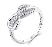 starchenie 925 Sterling Silver Infinity Endless Promise Rings for Women Forever Love Wedding Band Ring Platinum Plated(Size L)