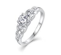 Starchenie Celtic Knot Ring 925 Sterling Silver 3-Stone Promise Ring for Women, Silver