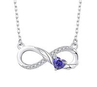 Starchenie Infinity Necklace 925 Sterling Silver Angel Wings Heart Birthstone Necklace for Women