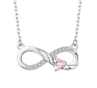 starchenie Infinity Necklace 925 Sterling Silver Angel Wings Heart Birthstone Necklace for Women
