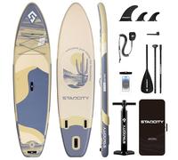STARCITY Inflatable Paddle Board Wide Stable All Around Performance Touring Yoga Fishing Ready 420 Pound Capacity 11'*34"*6" for Lake Ocean W/Floating Paddle Beginners Couples Families