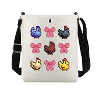 Stardew Game Inspired Gift Valley Video Farming Game Player Gift Pixel Chicken Gift Crossbody Bag (valley chicken cb UK)