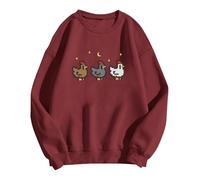 Stardew Valley Chicken Sweatshirt For Gamers Stand Out With Gaming Fashion Cozy & Cute Gaming Attire Cotton Sweatshirt Sweat Shirts Women Long Sleeve (Wine, XL)