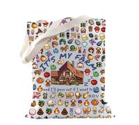Stardew Video Game Merch Stardew Gift Game Tote Bag for Gamer Farming Game Lovers Gift Junimo Planter Farmer Gift (MY FARM Tote)