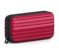 stardis Cosmetic Bag Hard Shell Toiletry Bag Hard Case Women Men Toiletry Bag in Suitcase Shape Flight Beauty Case Waterproof Mini Suitcase Look Wash Bag for Women, Men, Children, Carmine red, L 24cm