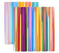 Stardustworkx Opal Holographic Iron on Vinyl Holographic Heat Transfer Vinyl Rainbow Vinyl Glitter HTV Metallic HTV Sheets Bundle 4 Chameleon Iridescent 11.4"X9.8" for Cricut Silhouette Heat Press