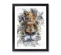 Stare Of The Tiger In Abstract Modern Framed Print | A2 Black Framed Wall Art | Ready to Hang | Abstract Animal Picture | Living Room Bedroom Lounge Office