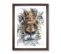 Stare Of The Tiger In Abstract Modern Framed Print | A3 Walnut Framed Wall Art | Ready to Hang | Abstract Animal Picture | Living Room Bedroom Lounge Office