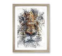 Stare Of The Tiger In Abstract Modern Framed Print | A4 Oak Framed Wall Art | Ready to Hang | Abstract Animal Picture | Living Room Bedroom Lounge Office
