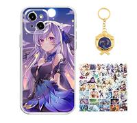 Staremeplz Compatible with iPhone 11 Case Genshin Impact Keqing Anime Game Design [With Vision Keychain and 50pcs Stickers] Cartoon Transparent Soft Silicona Case for iPhone 11