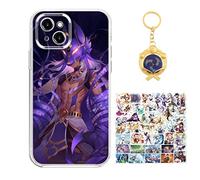 Staremeplz Compatible with iPhone 14 Case Genshin Impact Cyno Anime Game Design [With Vision Keychain and 50pcs Stickers] Cartoon Transparent Soft Silicona Case for iPhone 14