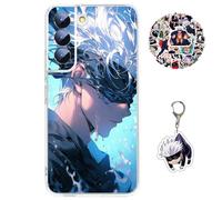 Staremeplz Compatible with Samsung Galaxy A22 5G Case Satoru Gojo/Itadori Yuji Anime Game Design [With Vision Keychain and 50pcs Stickers] Cartoon Transparent Soft Silicona Case for Samsung A22 5G