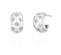 STARepublic 925 Sterling Silver Hoop Earrings 14K Gold Plated Diamond Cluster Star Dome Earrings for Women Sparkling Cubic Zirconia Micro Insert Hypoallergenic Jewelry Gift for Girlfriend, Medium