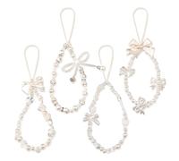 starfa lab 4 PCS Cute Phone Charms Strap Kit,Pearl Beaded Bow Butterfly Flower Anti,Theft Bracelet phone charms strap,Bag,Camera,AirPods (Y2K Aesthetic)