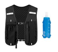 starfa lab Running Vest for Men Women, Lightweight & Breathable Running Vest Pack Reflective Multi-pocket Adjustable Strap with 500ml Soft Water Bottle for Marathon Trail Hiking Cycling Climbing
