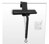 starfa lab Shower Squeegee With Hook, Black Silicone Window Bathroom Squeegee Cleaner Tool for Glass Doors Household Car Window Mirror Cleaning Tile Wall