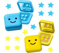 Starface 64Pcs Pimple Patches Stars with 2 Smiley Face Mirror Box, Star-Shaped Hydrocolloid Acne Patches for Face, Absorb Fluid & Reduce Redness (Yellow & Blue)