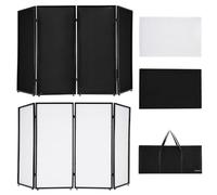 Starfavor DJ Facade Booth Portable Event Cover Screen - Foldable 4 Detachable Metal Frame Light Projector Display Scrim Panel Stand with Carry Bag (White and Black)