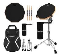 Starfavor Drum Practice Pad with Snare Drum Stand Set, 12-Inch Double Sided Silent Practice Pad Kit with Drum Sticks, Drumstick Holder, Carrying Bag, Black, ST-700B