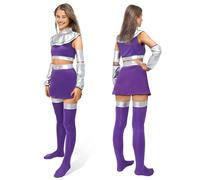 Starfire Costume Princess Koriand'r Costume Halloween Cosplay Costumes for Women Anime Outfit Set, Purple, Medium