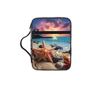 Starfish and Coral On Beach Print Bible Cover Case, Carrying Book Case with Durable Handle Bible Protective Church Bag for Men Women