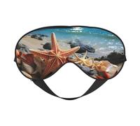 Starfish and Coral On Beach Print Sleep Mask Silk-Like Eye Mask Sleeping Eye Mask for Women Men for Travel Sleep Relaxation