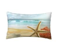 Starfish And Coral On Beach Short Plush Invisible Zipper Pillowcase, 30cm*50cm, Soft And Comfortable, Skin-Friendly And Durable.