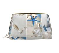 Starfish and Lighthouse Leather Hand-Held Zipper Makeup Bag Pen Case Stationery Box Lipstick Pouch Toiletry Bag