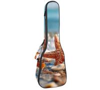 Starfish and Seashell on The Summer Beach in Sea Water Ukulele Case, Padded Bag for 23 Inch Concert Ukulele, Waterproof & Durable